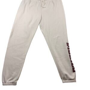 Dickies Girl Women's XL Off-White Fleece Sweatpants Burgundy Graphic Streetwear